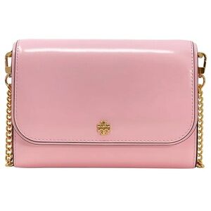 NWT EMERSON PATENT CHAIN WALLET Tory Burch Pink Leather Women's Bag